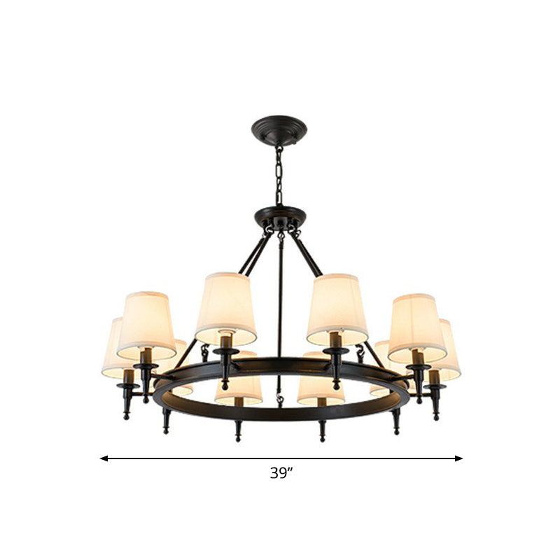 Tapered Ceiling Suspension Lamp Simplicity Fabric Chandelier Lighting for Living Room Clearhalo 'Ceiling Lights' 'Chandeliers' Lighting' options 2423788