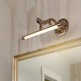 Tube Shaped Metallic Vanity Mirror Light Modern Style 16"/22" Dia LED Gold Finish Wall Mounted Lamp for Bathroom Gold Clearhalo 'Cast Iron' 'Glass' 'Industrial' 'Modern wall lights' 'Modern' 'Tiffany' 'Traditional wall lights' 'Vanity Lights' 'Wall Lights' Lighting' 242382