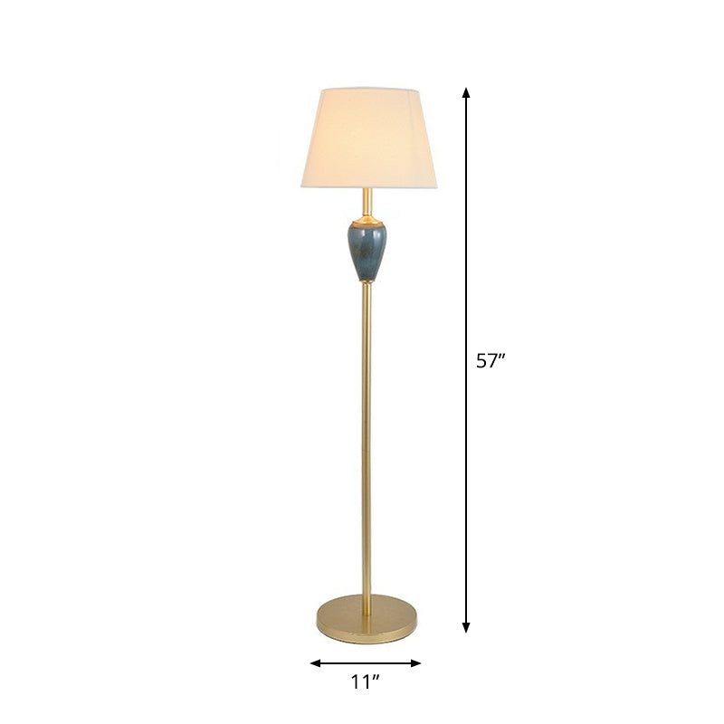 Empire Shade Living Room Floor Lamp Rustic Fabric Single-Bulb Floor Standing Light Clearhalo 'Floor Lamps' 'Lamps' Lighting' 2423830