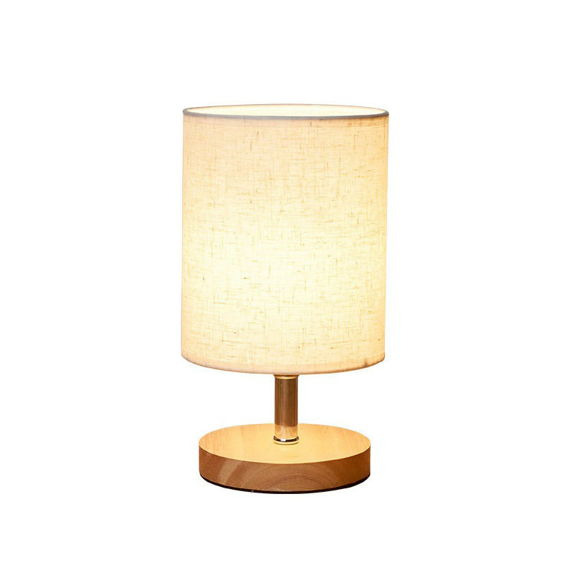 Flaxen and Wood Small Table Light Minimalism 1-Light Fabric Night Lamp for Bedroom Clearhalo 'Lamps' 'Table Lamps' Lighting' 2423856