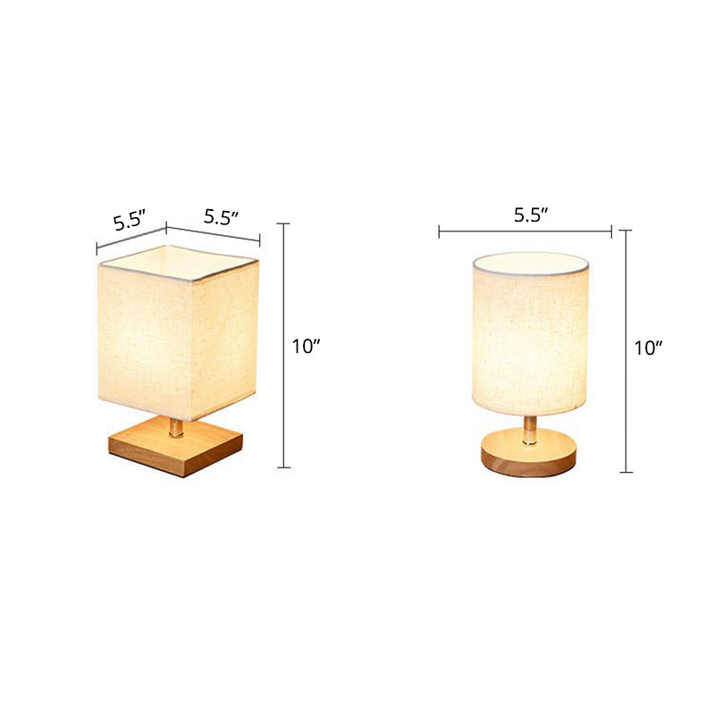 Flaxen and Wood Small Table Light Minimalism 1-Light Fabric Night Lamp for Bedroom Clearhalo 'Lamps' 'Table Lamps' Lighting' 2423857