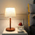 1-Bulb Bedroom Night Lamp Nordic Pull Chain Table Light with Fabric Empire Shade Brown Clearhalo 'Lamps' 'Table Lamps' Lighting' 2423863