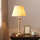 Modern Empire Shade Table Lamp Pleated Fabric Single Bedside Night Light in Brass Clearhalo 'Lamps' 'Table Lamps' Lighting' 2423894