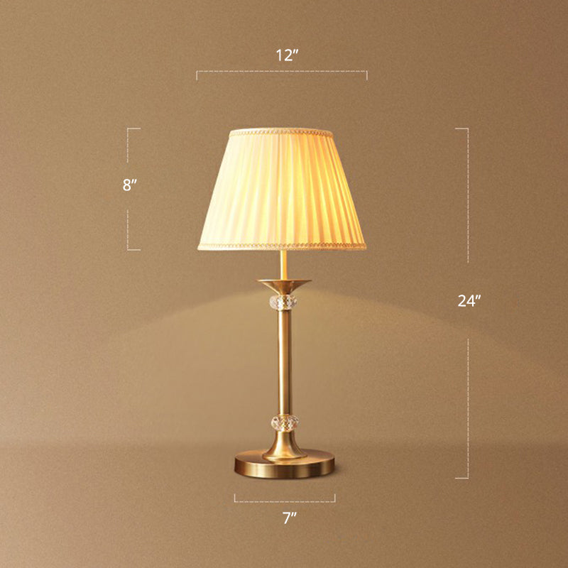Modern Empire Shade Table Lamp Pleated Fabric Single Bedside Night Light in Brass Clearhalo 'Lamps' 'Table Lamps' Lighting' 2423896