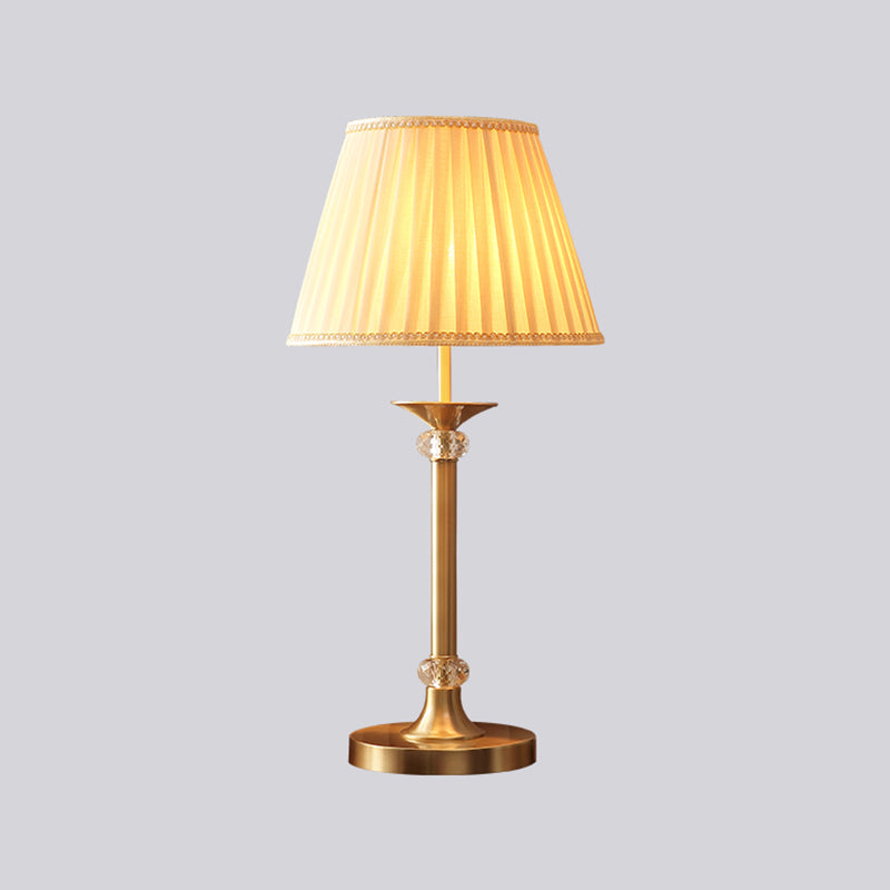 Modern Empire Shade Table Lamp Pleated Fabric Single Bedside Night Light in Brass Clearhalo 'Lamps' 'Table Lamps' Lighting' 2423897