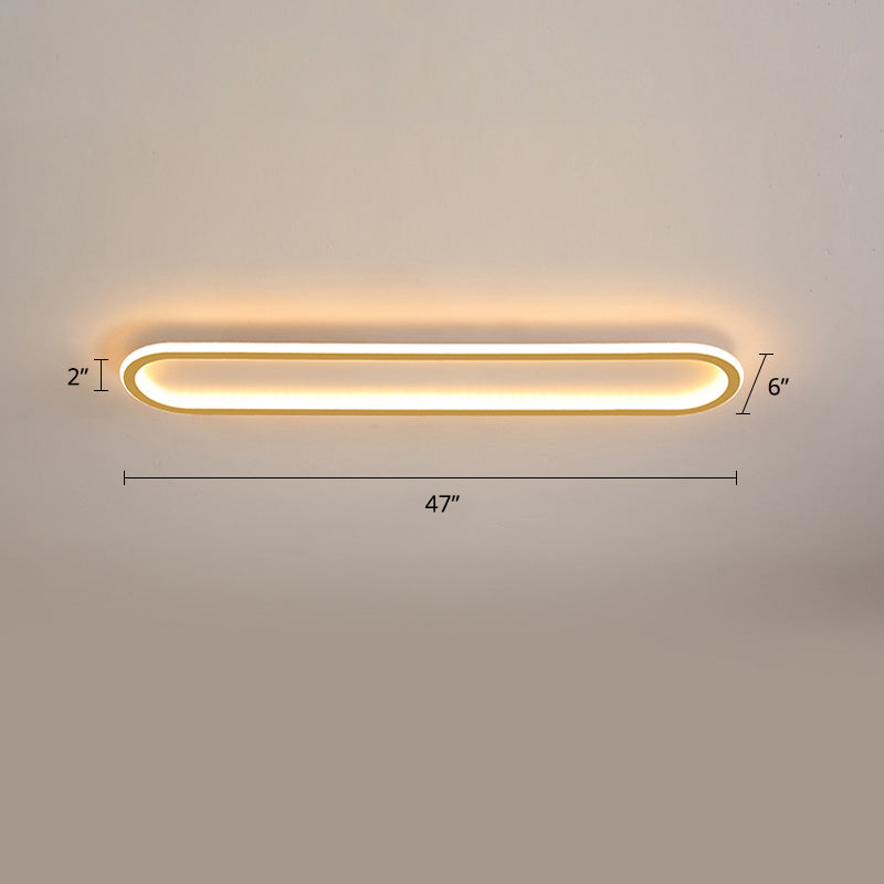Oblong Corridor Ceiling Mounted Light Metal Simple Style LED Flushmount Light in Gold Gold 47.5" Third Gear Clearhalo 'Ceiling Lights' 'Close To Ceiling Lights' 'Close to ceiling' 'Flush mount' Lighting' 2423904