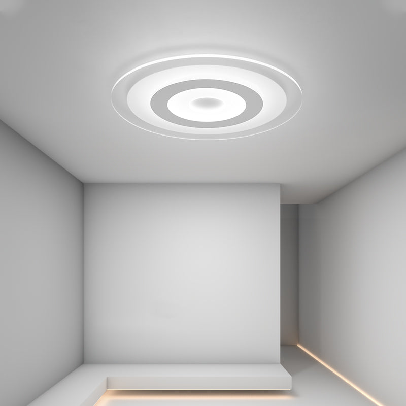 Disc Shaped Foyer Flush Light Acrylic Simplicity LED Flush Mount Ceiling Fixture in White White White Clearhalo 'Ceiling Lights' 'Close To Ceiling Lights' 'Close to ceiling' 'Flush mount' Lighting' 2423927