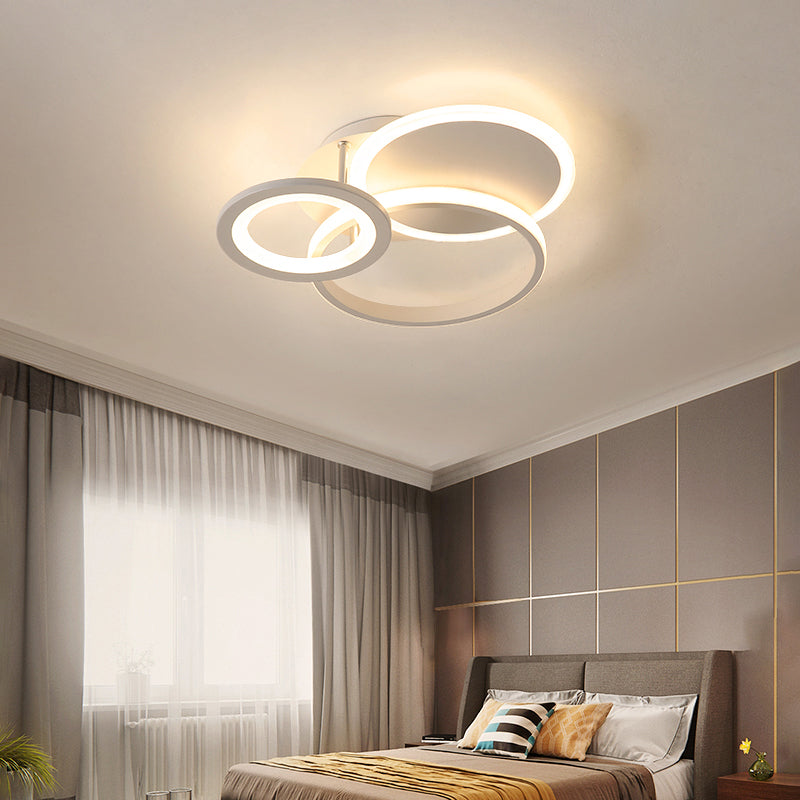White Halo Ring Shaped Flush Mount Minimalistic LED Acrylic Ceiling Light for Bedroom Clearhalo 'Ceiling Lights' 'Close To Ceiling Lights' 'Close to ceiling' Lighting' 2423943