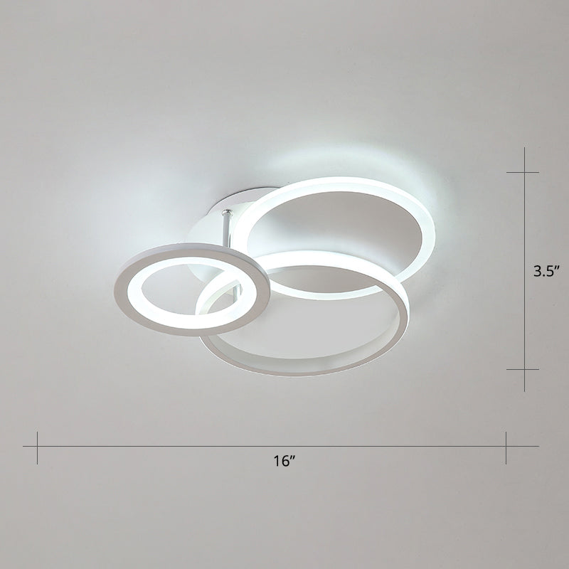 White Halo Ring Shaped Flush Mount Minimalistic LED Acrylic Ceiling Light for Bedroom White 16" White Clearhalo 'Ceiling Lights' 'Close To Ceiling Lights' 'Close to ceiling' Lighting' 2423944
