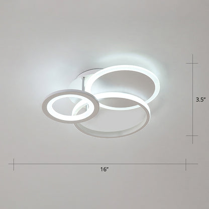 White Halo Ring Shaped Flush Mount Minimalistic LED Acrylic Ceiling Light for Bedroom White 16" White Clearhalo 'Ceiling Lights' 'Close To Ceiling Lights' 'Close to ceiling' Lighting' 2423944