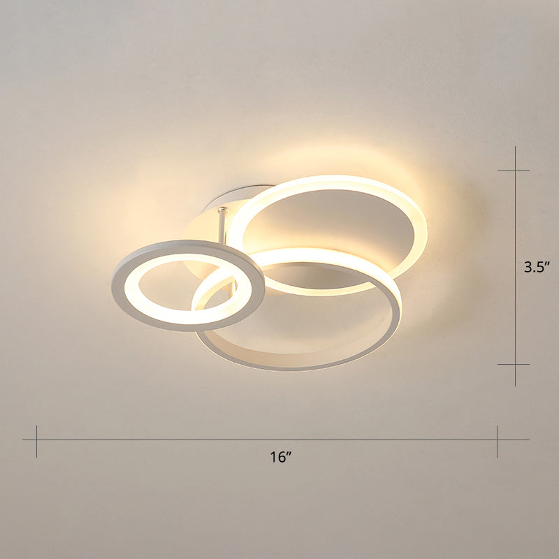 White Halo Ring Shaped Flush Mount Minimalistic LED Acrylic Ceiling Light for Bedroom White 16" Warm Clearhalo 'Ceiling Lights' 'Close To Ceiling Lights' 'Close to ceiling' Lighting' 2423945