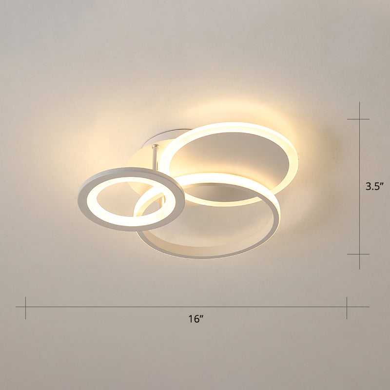 White Halo Ring Shaped Flush Mount Minimalistic LED Acrylic Ceiling Light for Bedroom White 16" Third Gear Clearhalo 'Ceiling Lights' 'Close To Ceiling Lights' 'Close to ceiling' Lighting' 2423947
