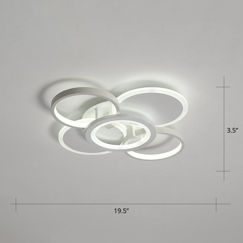 White Halo Ring Shaped Flush Mount Minimalistic LED Acrylic Ceiling Light for Bedroom White 19.5" White Clearhalo 'Ceiling Lights' 'Close To Ceiling Lights' 'Close to ceiling' Lighting' 2423949