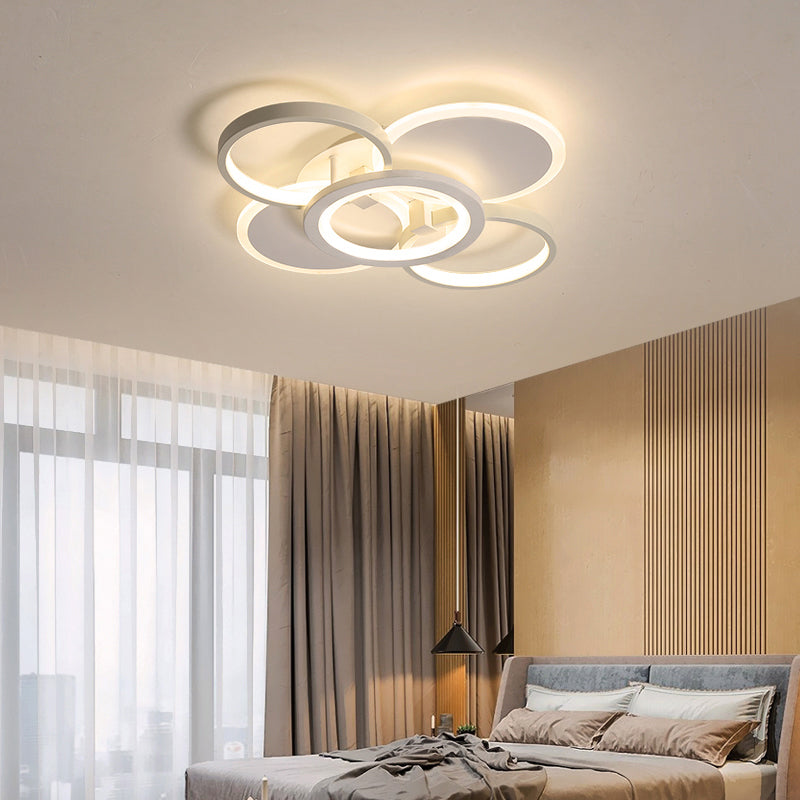 White Halo Ring Shaped Flush Mount Minimalistic LED Acrylic Ceiling Light for Bedroom Clearhalo 'Ceiling Lights' 'Close To Ceiling Lights' 'Close to ceiling' Lighting' 2423950