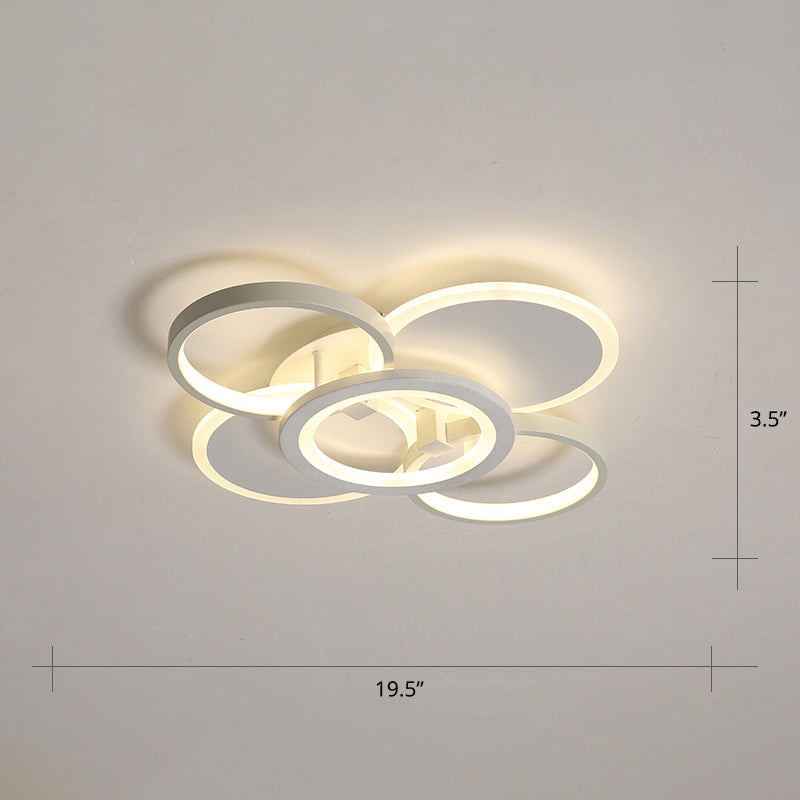White Halo Ring Shaped Flush Mount Minimalistic LED Acrylic Ceiling Light for Bedroom White 19.5" Warm Clearhalo 'Ceiling Lights' 'Close To Ceiling Lights' 'Close to ceiling' Lighting' 2423951