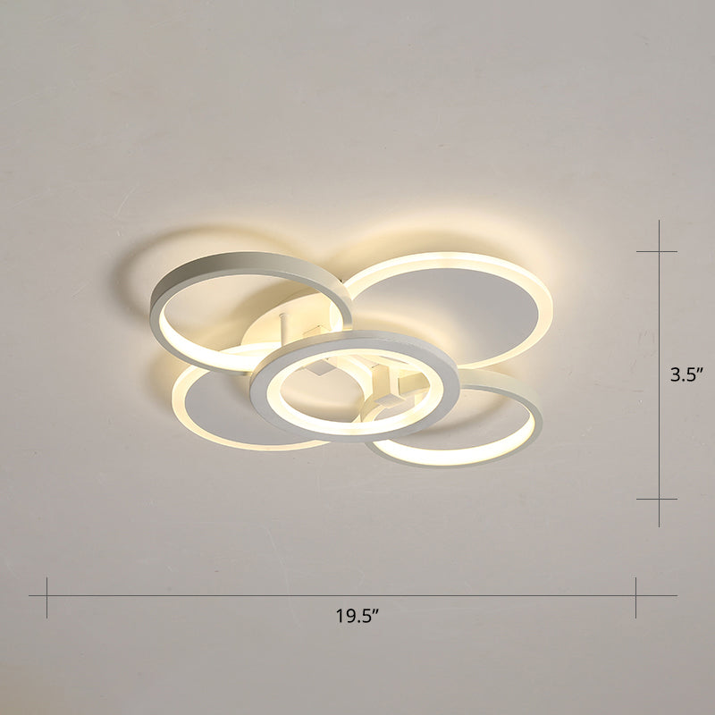 White Halo Ring Shaped Flush Mount Minimalistic LED Acrylic Ceiling Light for Bedroom White 19.5" Third Gear Clearhalo 'Ceiling Lights' 'Close To Ceiling Lights' 'Close to ceiling' Lighting' 2423953
