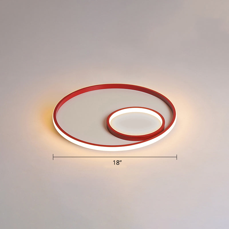 Nordic Halo Ceiling Mounted Light Metal Bedroom LED Ultrathin Flush Mount Light Fixture Red Warm Clearhalo 'Ceiling Lights' 'Close To Ceiling Lights' 'Close to ceiling' 'Flush mount' Lighting' 2423997