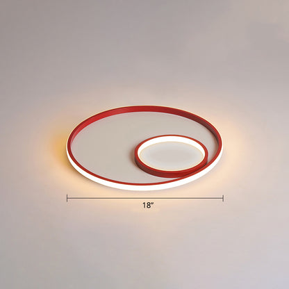 Nordic Halo Ceiling Mounted Light Metal Bedroom LED Ultrathin Flush Mount Light Fixture Red Warm Clearhalo 'Ceiling Lights' 'Close To Ceiling Lights' 'Close to ceiling' 'Flush mount' Lighting' 2423997