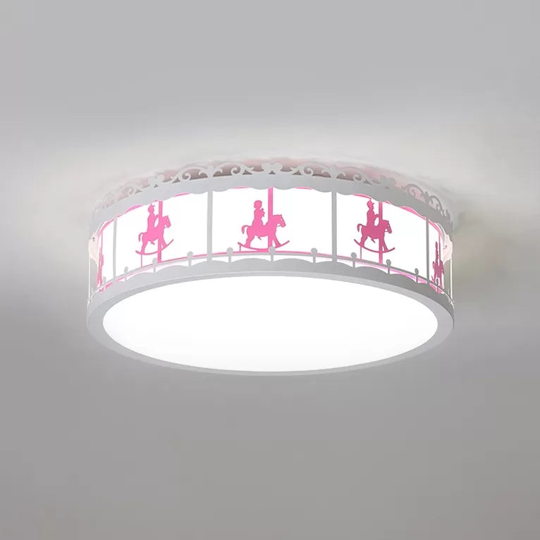 Contemporary Round Ceiling Fixture with Carousel Acrylic Flush Mount Light for Kindergarten Clearhalo 'Ceiling Lights' 'Close To Ceiling Lights' 'Close to ceiling' 'Flush mount' Lighting' 24240