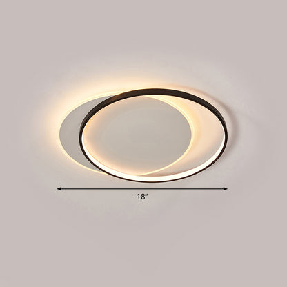 Eclipse Flush Mount Ceiling Light Minimalist Metal Bedroom LED Flush Light in Black-White Black 18" Clearhalo 'Ceiling Lights' 'Close To Ceiling Lights' 'Close to ceiling' 'Flush mount' Lighting' 2424004