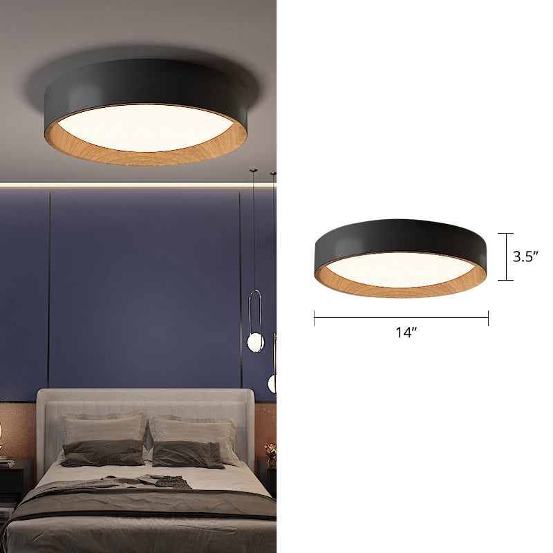 Round Metal Flush Mount Light Simplicity LED Ceiling Fixture with Acrylic Diffuser for Bedroom Black 14" Third Gear Clearhalo 'Ceiling Lights' 'Close To Ceiling Lights' 'Close to ceiling' 'Flush mount' Lighting' 2424020