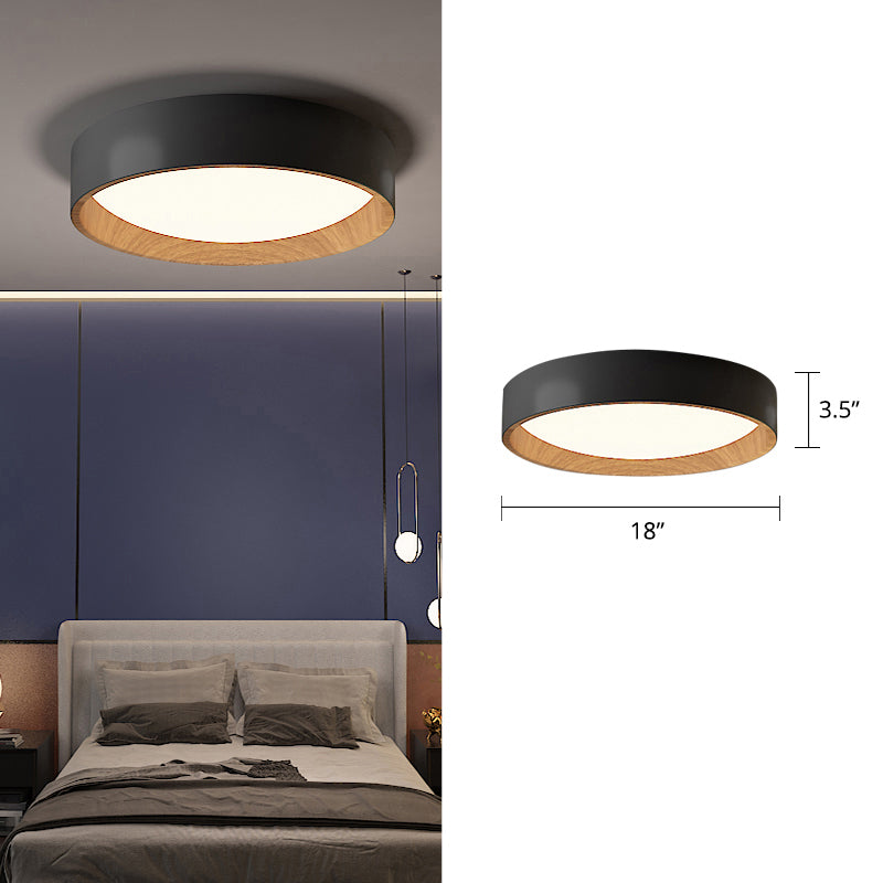 Round Metal Flush Mount Light Simplicity LED Ceiling Fixture with Acrylic Diffuser for Bedroom Black 18" Third Gear Clearhalo 'Ceiling Lights' 'Close To Ceiling Lights' 'Close to ceiling' 'Flush mount' Lighting' 2424022