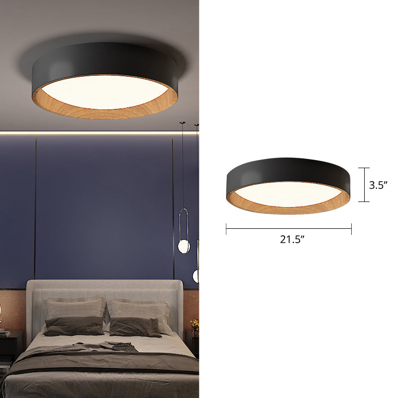 Round Metal Flush Mount Light Simplicity LED Ceiling Fixture with Acrylic Diffuser for Bedroom Black 21.5" Third Gear Clearhalo 'Ceiling Lights' 'Close To Ceiling Lights' 'Close to ceiling' 'Flush mount' Lighting' 2424024