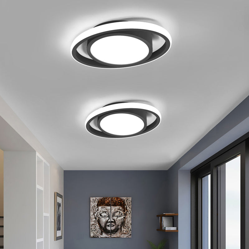 Corridor LED Flush Mount Light Fixture Modernism Ceiling Light with Elliptical Acrylic Shade
