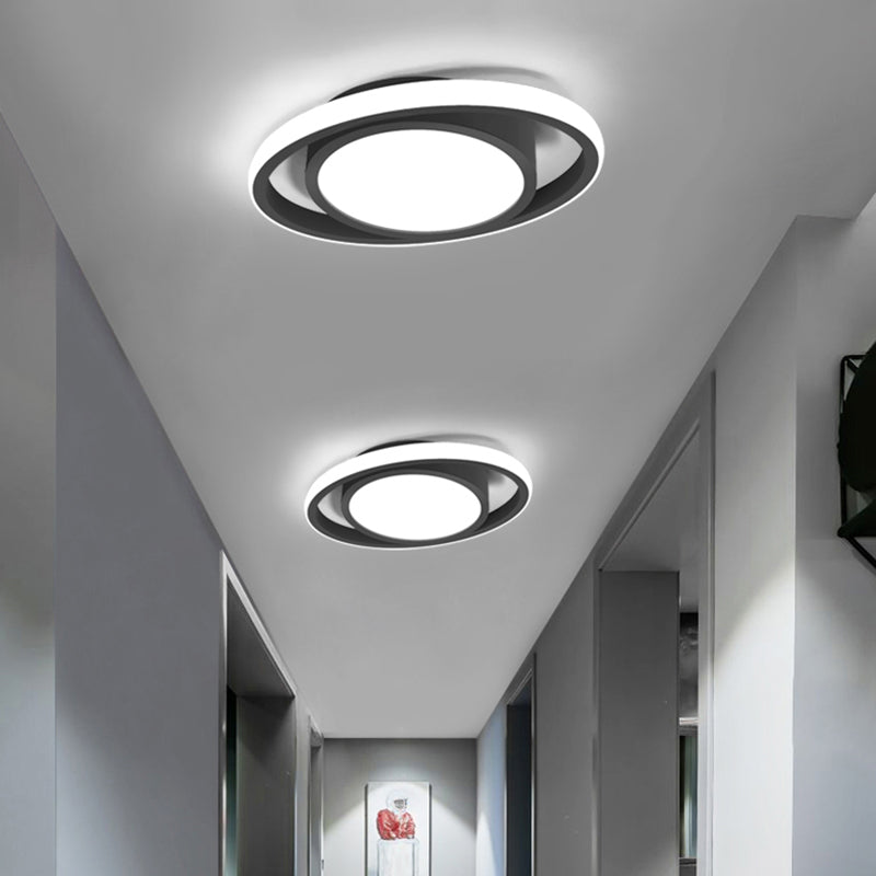 Corridor LED Flush Mount Light Fixture Modernism Ceiling Light with Elliptical Acrylic Shade Clearhalo 'Ceiling Lights' 'Close To Ceiling Lights' 'Close to ceiling' 'Flush mount' Lighting' 2424038
