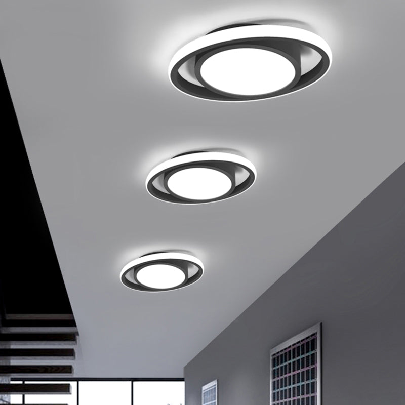 Corridor LED Flush Mount Light Fixture Modernism Ceiling Light with Elliptical Acrylic Shade