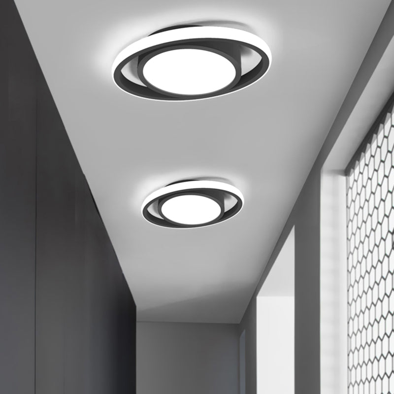 Corridor LED Flush Mount Light Fixture Modernism Ceiling Light with Elliptical Acrylic Shade Clearhalo 'Ceiling Lights' 'Close To Ceiling Lights' 'Close to ceiling' 'Flush mount' Lighting' 2424040