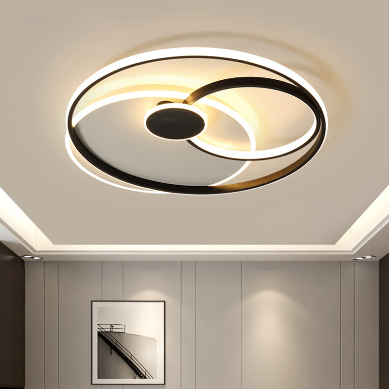 Circle Shaped Ceiling Flush Light Nordic Metal LED Bedroom Flushmount in Black and White Clearhalo 'Ceiling Lights' 'Close To Ceiling Lights' 'Close to ceiling' 'Flush mount' Lighting' 2424058