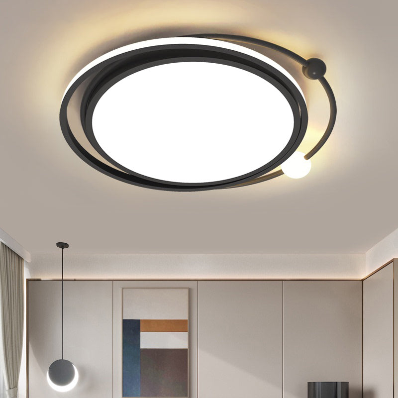 Black Finish Round Ceiling Lamp Simplicity LED Acrylic Flush Mount Lighting for Bedroom Clearhalo 'Ceiling Lights' 'Close To Ceiling Lights' 'Close to ceiling' 'Flush mount' Lighting' 2424067