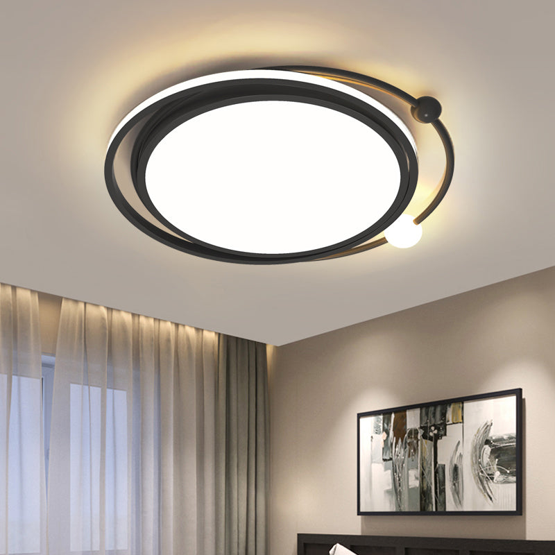 Black Finish Round Ceiling Lamp Simplicity LED Acrylic Flush Mount Lighting for Bedroom Clearhalo 'Ceiling Lights' 'Close To Ceiling Lights' 'Close to ceiling' 'Flush mount' Lighting' 2424068