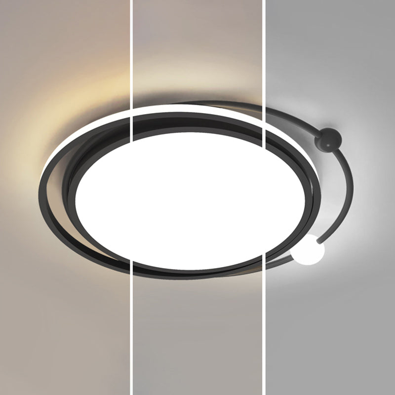 Black Finish Round Ceiling Lamp Simplicity LED Acrylic Flush Mount Lighting for Bedroom Clearhalo 'Ceiling Lights' 'Close To Ceiling Lights' 'Close to ceiling' 'Flush mount' Lighting' 2424069