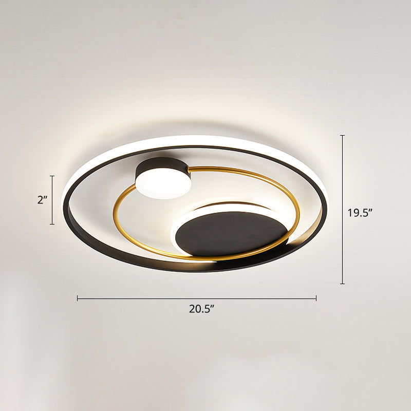 Metal Circular Flush Mount Led Light Postmodern Ceiling Mount Light Fixture for Bedroom Black 20.5" Third Gear Clearhalo 'Ceiling Lights' 'Close To Ceiling Lights' 'Close to ceiling' 'Flush mount' Lighting' 2424072