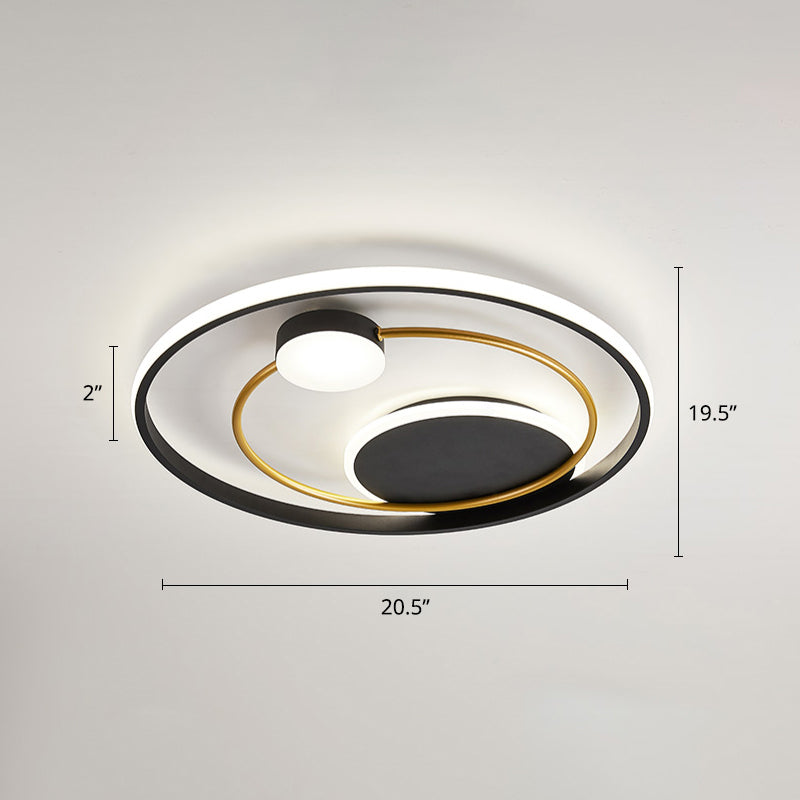 Metal Circular Flush Mount Led Light Postmodern Ceiling Mount Light Fixture for Bedroom Black 20.5" White Clearhalo 'Ceiling Lights' 'Close To Ceiling Lights' 'Close to ceiling' 'Flush mount' Lighting' 2424073