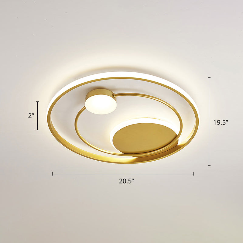 Metal Circular Flush Mount Led Light Postmodern Ceiling Mount Light Fixture for Bedroom Gold 20.5" Third Gear Clearhalo 'Ceiling Lights' 'Close To Ceiling Lights' 'Close to ceiling' 'Flush mount' Lighting' 2424079
