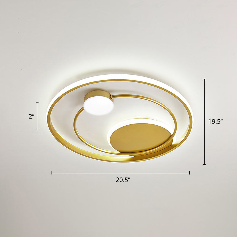 Metal Circular Flush Mount Led Light Postmodern Ceiling Mount Light Fixture for Bedroom Gold 20.5" White Clearhalo 'Ceiling Lights' 'Close To Ceiling Lights' 'Close to ceiling' 'Flush mount' Lighting' 2424081