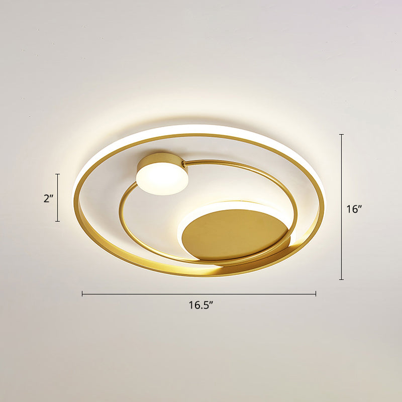 Metal Circular Flush Mount Led Light Postmodern Ceiling Mount Light Fixture for Bedroom Gold 16.5" Third Gear Clearhalo 'Ceiling Lights' 'Close To Ceiling Lights' 'Close to ceiling' 'Flush mount' Lighting' 2424082