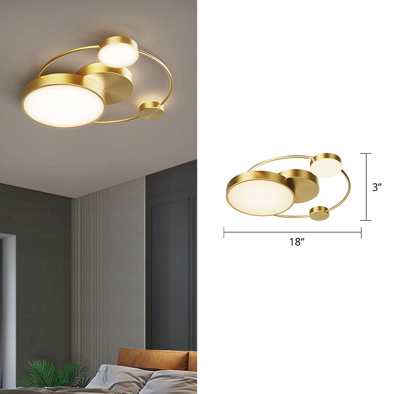 Minimalist LED Flush Mount Fixture Orbit Design Ceiling Lighting with Acrylic Shade Gold Third Gear Clearhalo 'Ceiling Lights' 'Close To Ceiling Lights' 'Close to ceiling' Lighting' 2424085