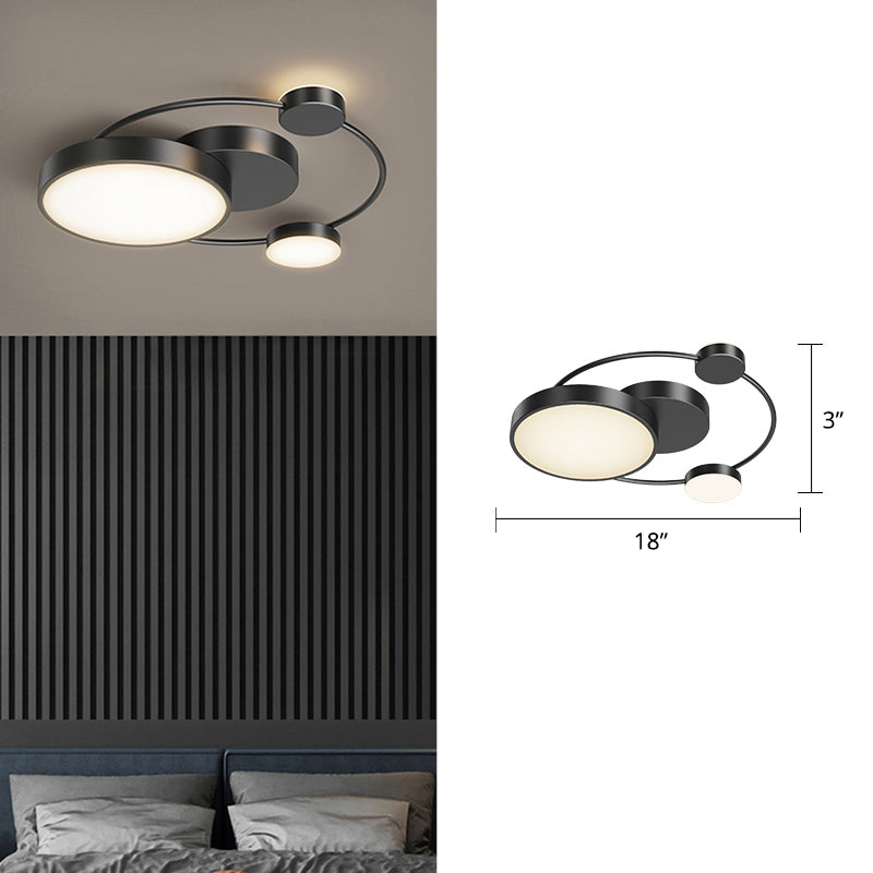 Minimalist LED Flush Mount Fixture Orbit Design Ceiling Lighting with Acrylic Shade Black Third Gear Clearhalo 'Ceiling Lights' 'Close To Ceiling Lights' 'Close to ceiling' Lighting' 2424088