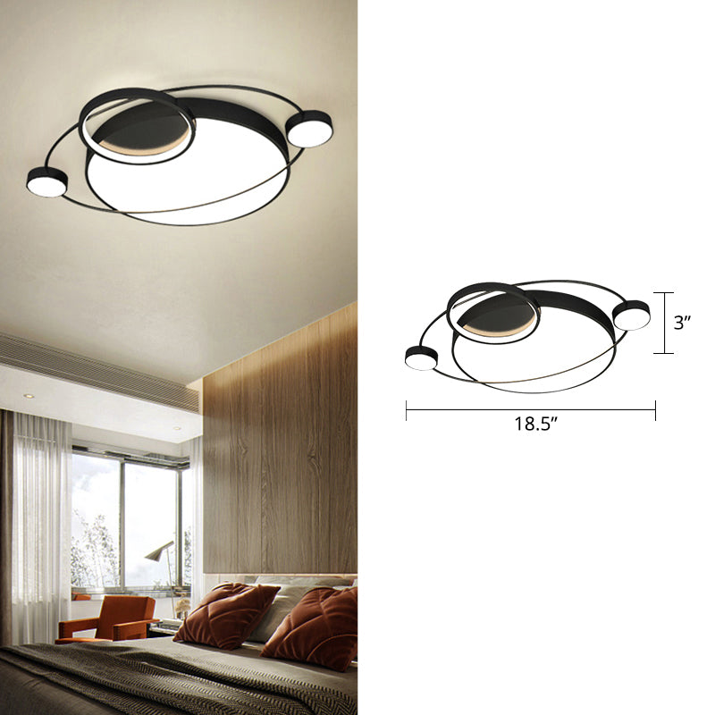 Orbit Shaped LED Ceiling Flush Mount Light Postmodern Metal Bedroom Flush Light Fixture Black 18.5" Third Gear Clearhalo 'Ceiling Lights' 'Close To Ceiling Lights' 'Close to ceiling' 'Flush mount' Lighting' 2424104