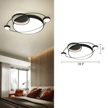 Orbit Shaped LED Ceiling Flush Mount Light Postmodern Metal Bedroom Flush Light Fixture Black 18.5" White Clearhalo 'Ceiling Lights' 'Close To Ceiling Lights' 'Close to ceiling' 'Flush mount' Lighting' 2424105