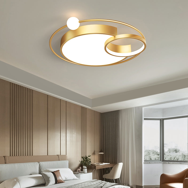 Nordic Moon Shaped Flush Mount Metal Bedroom LED Close to Ceiling Lighting Fixture Clearhalo 'Ceiling Lights' 'Close To Ceiling Lights' 'Close to ceiling' 'Flush mount' Lighting' 2424110