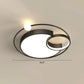 Nordic Moon Shaped Flush Mount Metal Bedroom LED Close to Ceiling Lighting Fixture Black 16.5" White Clearhalo 'Ceiling Lights' 'Close To Ceiling Lights' 'Close to ceiling' 'Flush mount' Lighting' 2424122