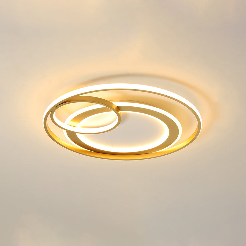 Circles Flush Mount Lighting Simple Acrylic Bedroom Surface Mounted Led Ceiling Light Gold 18" Warm Clearhalo 'Ceiling Lights' 'Close To Ceiling Lights' 'Close to ceiling' 'Flush mount' Lighting' 2424128