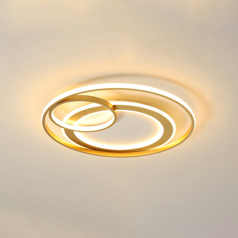 Circles Flush Mount Lighting Simple Acrylic Bedroom Surface Mounted Led Ceiling Light Gold 21.5" Warm Clearhalo 'Ceiling Lights' 'Close To Ceiling Lights' 'Close to ceiling' 'Flush mount' Lighting' 2424129