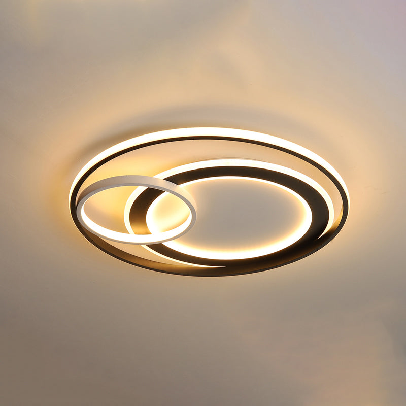 Circles Flush Mount Lighting Simple Acrylic Bedroom Surface Mounted Led Ceiling Light Black 18" Warm Clearhalo 'Ceiling Lights' 'Close To Ceiling Lights' 'Close to ceiling' 'Flush mount' Lighting' 2424135