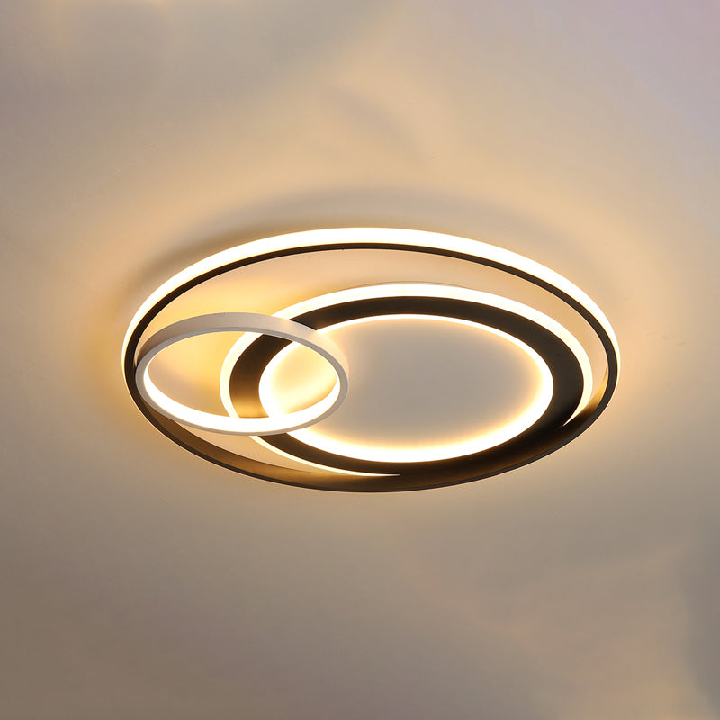 Circles Flush Mount Lighting Simple Acrylic Bedroom Surface Mounted Led Ceiling Light Black 21.5" Warm Clearhalo 'Ceiling Lights' 'Close To Ceiling Lights' 'Close to ceiling' 'Flush mount' Lighting' 2424137